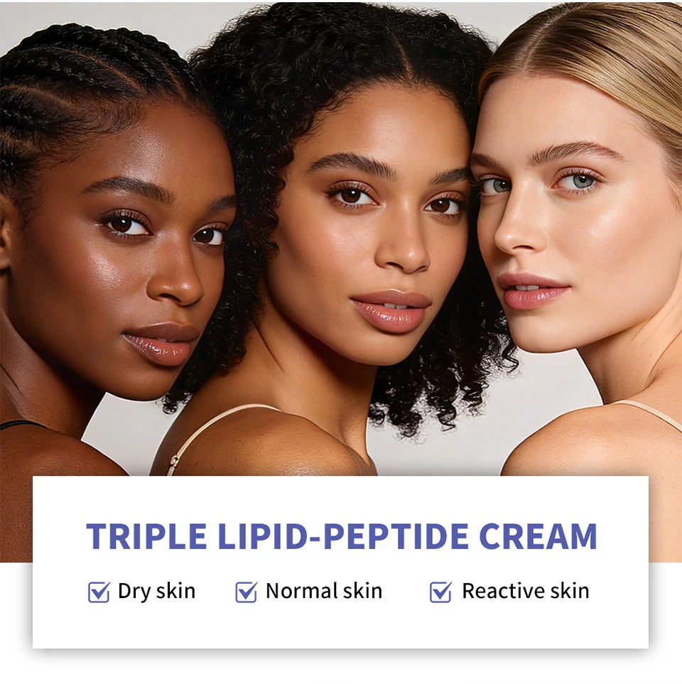 Dry Skin Facial Care Triple Lipid Peptide Cream Deep Hydration Moisturizer - 9