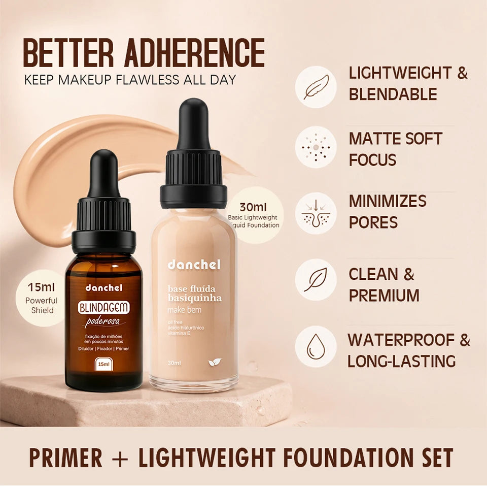 Daily Makeup Face Makeup Set with Primer Serum and Liquid Foundation - 9