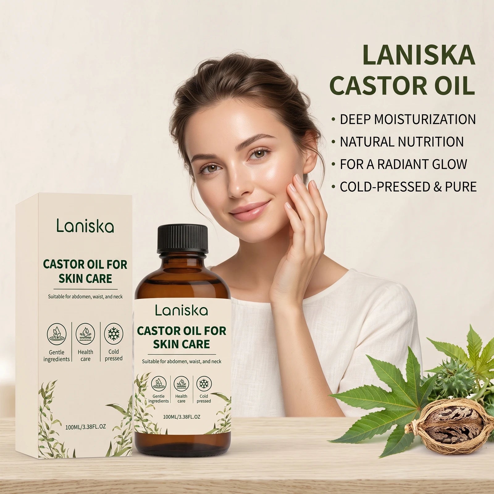 Abdomen and Neck Care Cold Pressed Castor Oil for Deep Hydration - 1
