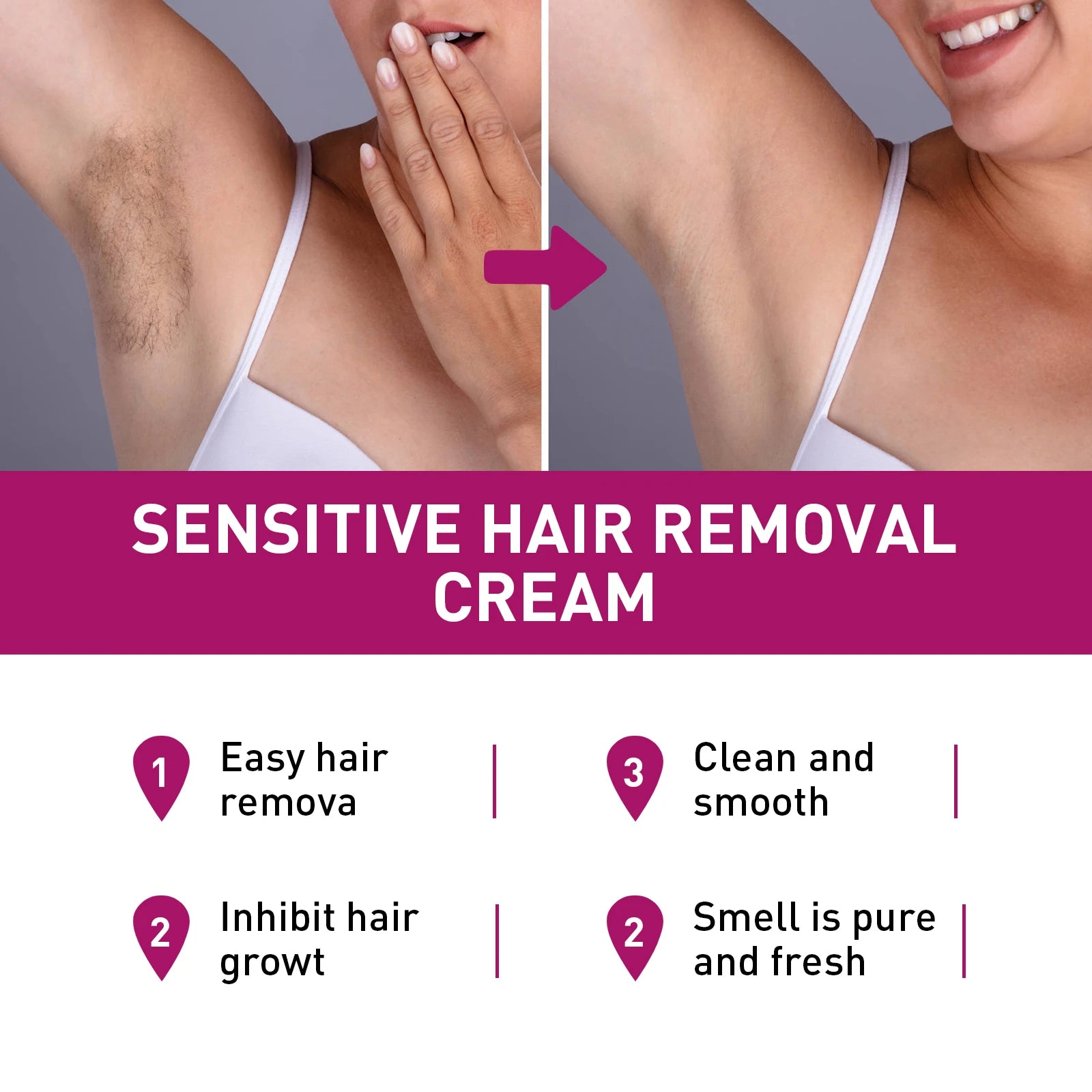 At Home Body Grooming Hair Removal Cream for Painless Soft Skin Care - 8