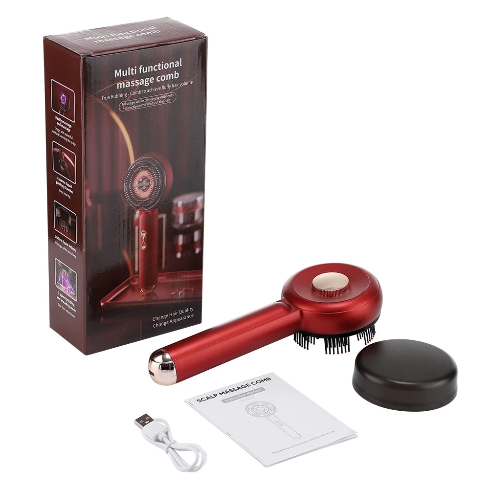 Scalp Care Electric Massage Comb with Red Light and Oil Applicator - 27