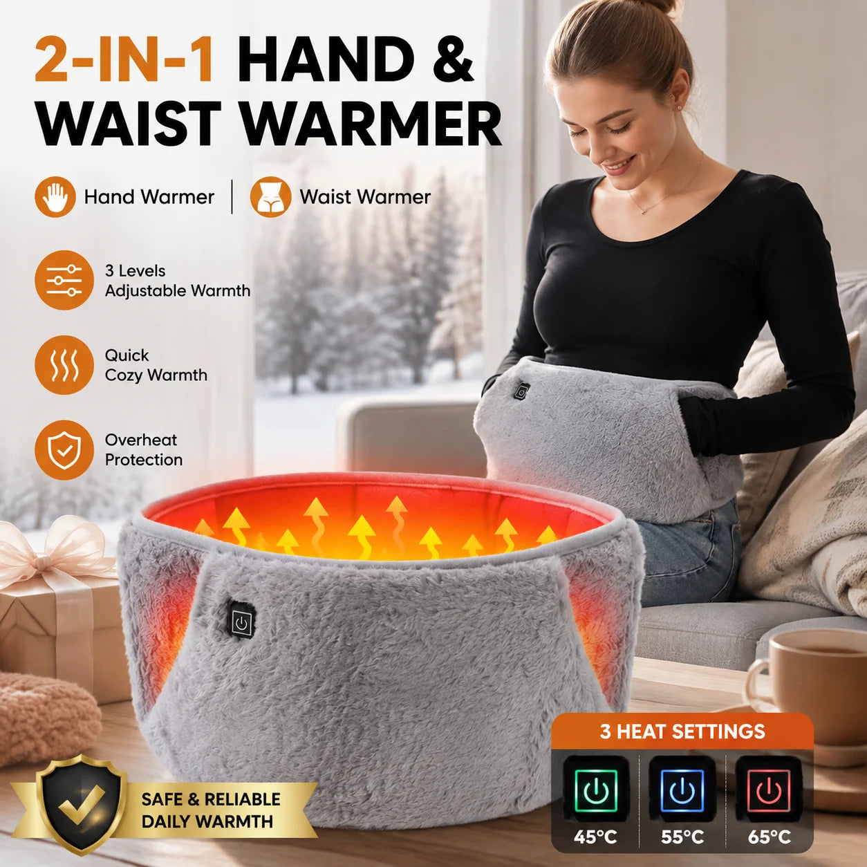 Winter Cold Relief Electric Heating Belt and Abdomen Hand Warmer - 1