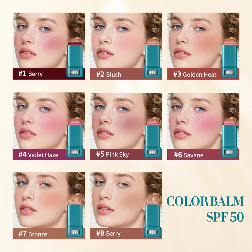 Outdoor Makeup SPF 50 Blush Balm Stick for Sun Protection and Color - 8