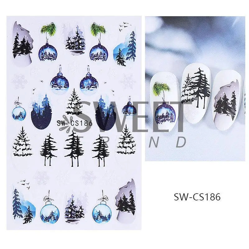 Christmas party nail art decor winter sticker for holiday manicure styling - 63