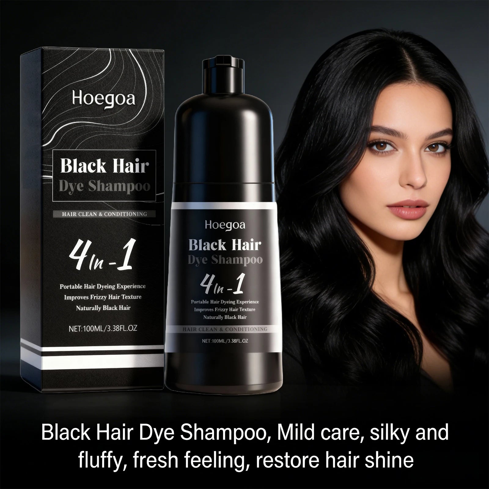 Bathroom Hair Care Black Hair Dye Shampoo for Gray Coverage and Shine - 2