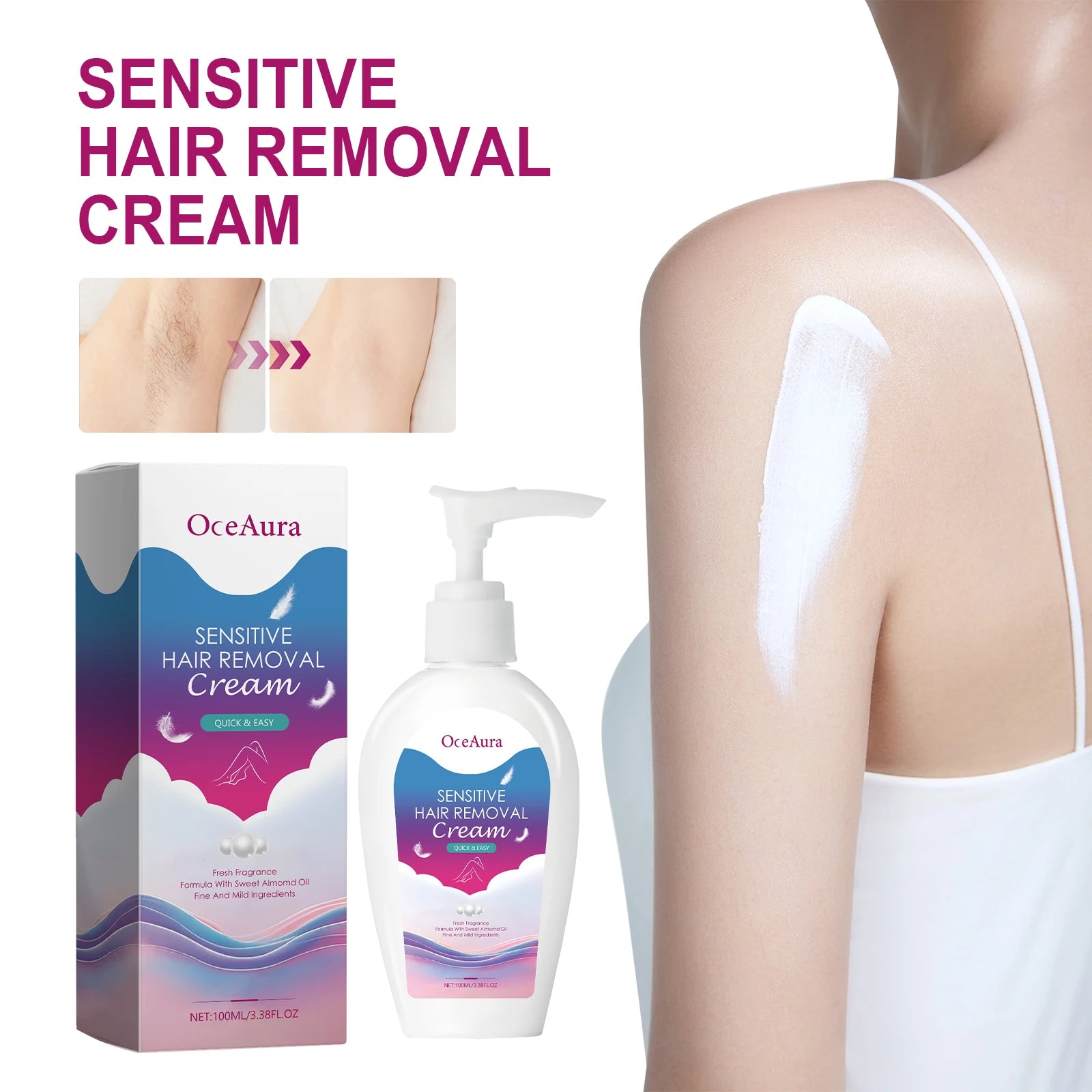 At Home Body Grooming Hair Removal Cream for Painless Soft Skin Care - 7