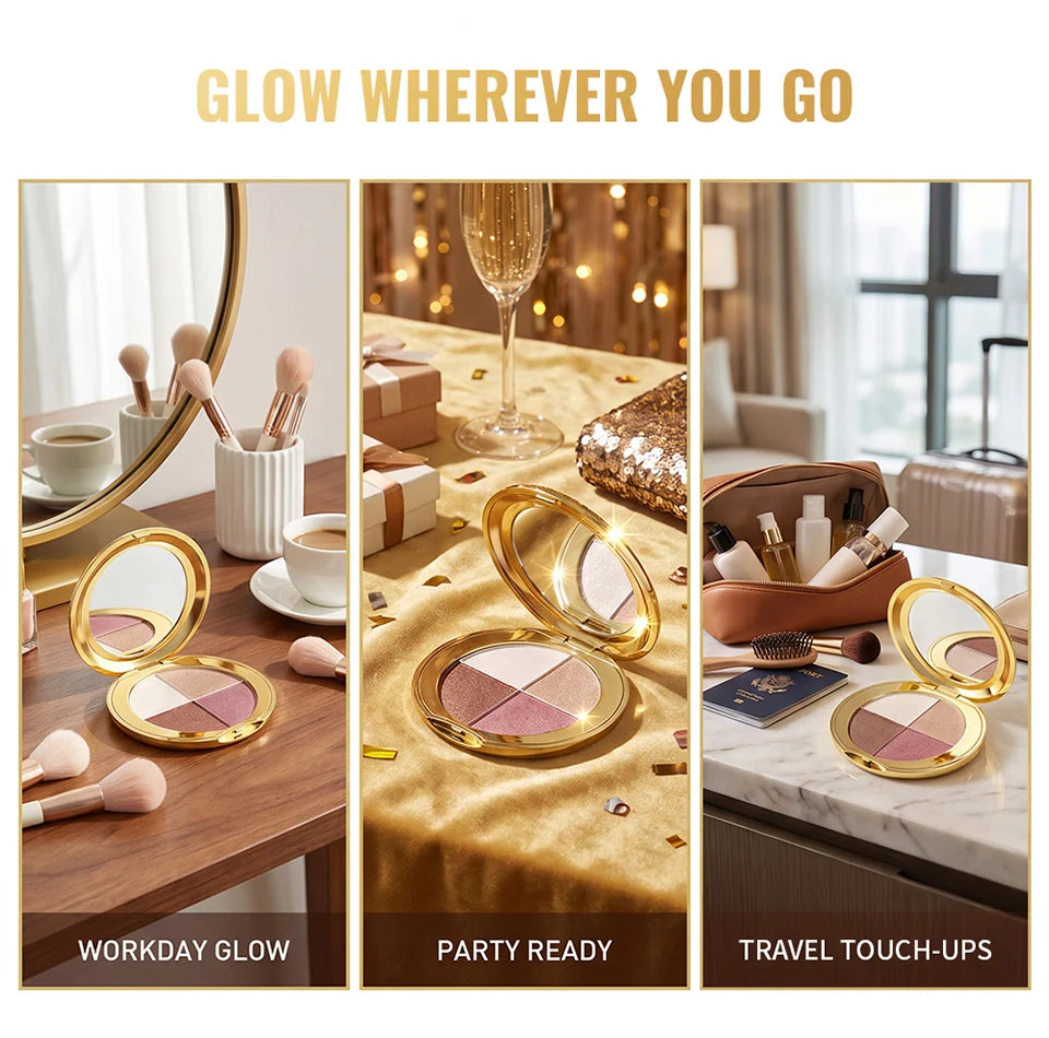 Daily Makeup Highlighting Eye and Cheek Palette for a Radiant Glow - 12