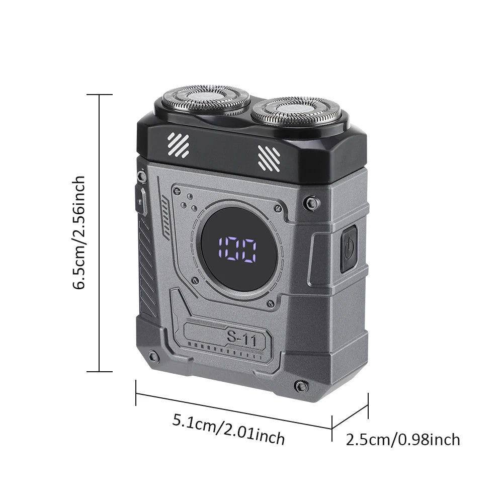 Travel Electric Shaver Dual Head LED Display Cordless Portable Razor - 28