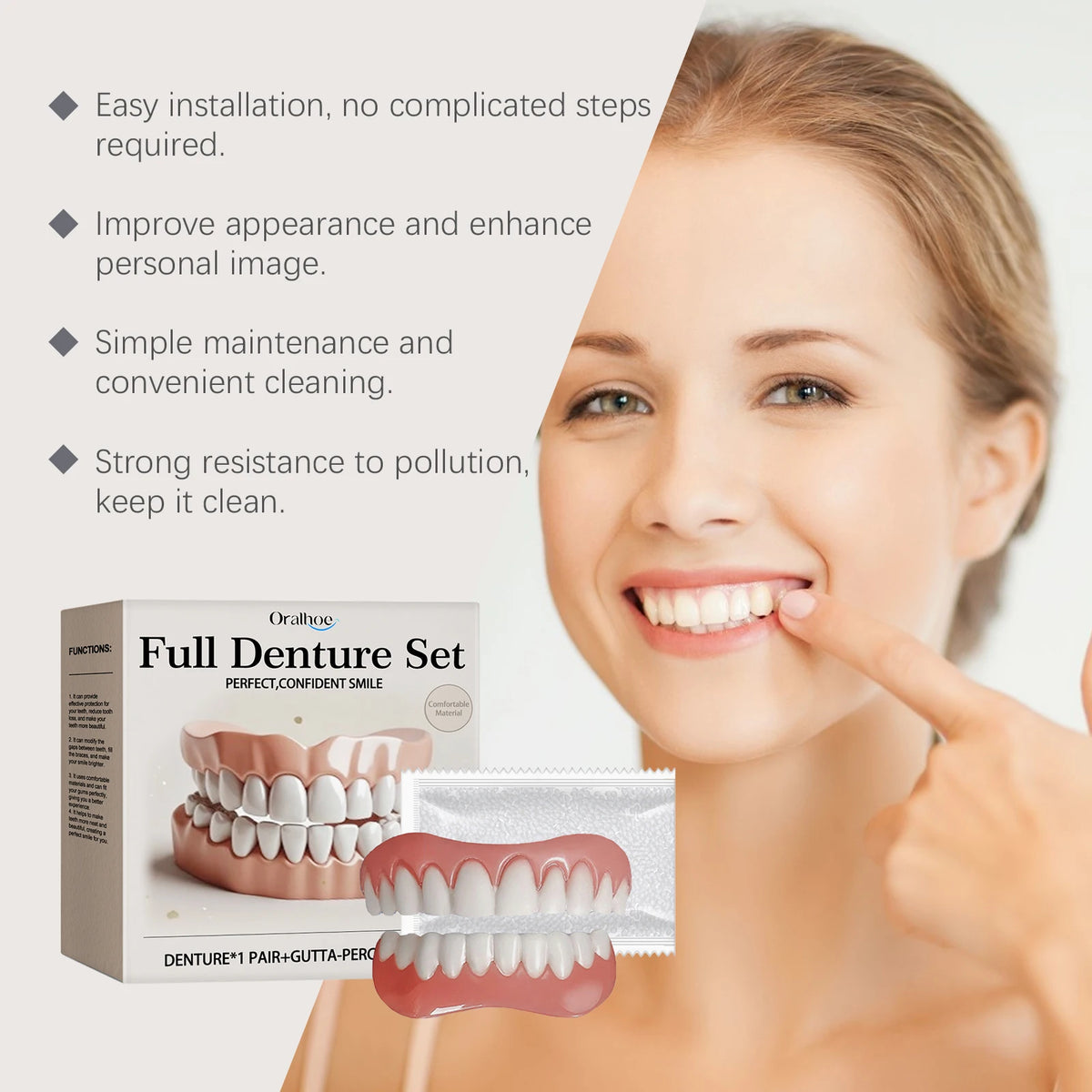Bright Smile Denture Set for Restoring Missing Teeth and Brighter Smiles