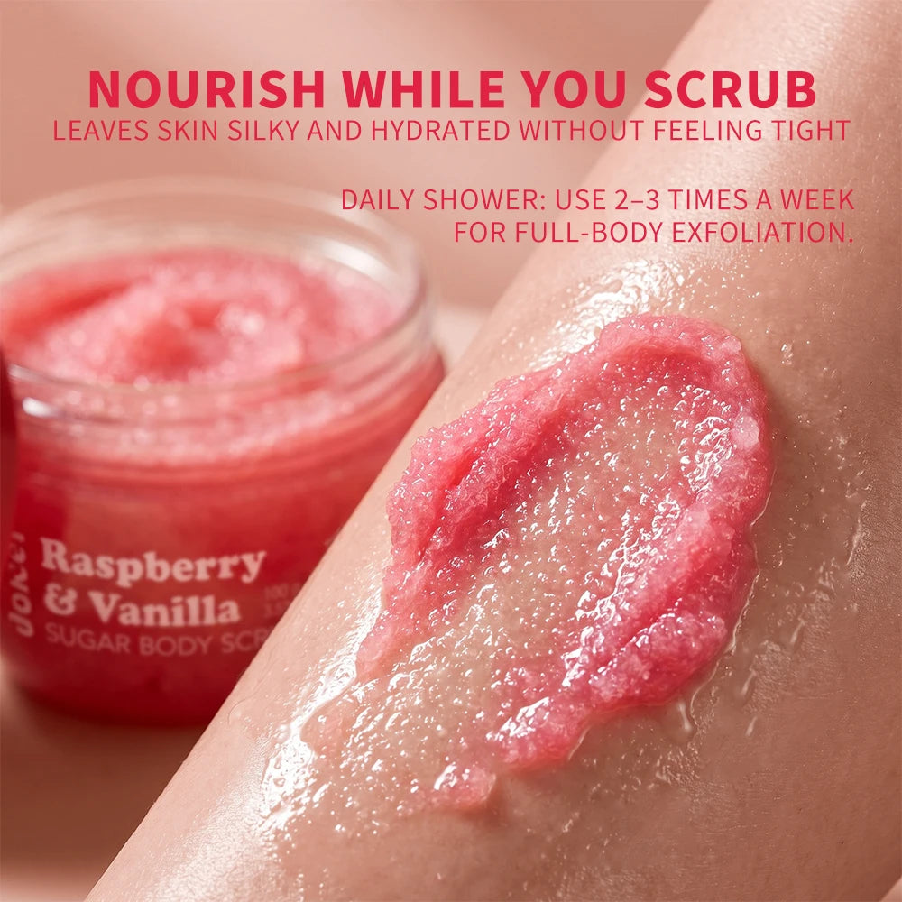 Shower Routine Raspberry Vanilla Sugar Body Scrub for Smooth Skin Care - 4