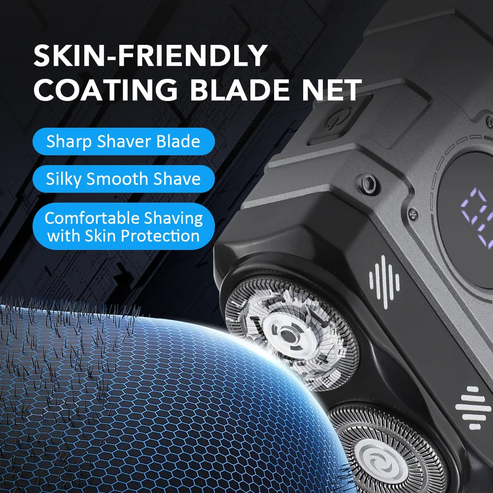 Travel Electric Shaver Dual Head LED Display Cordless Portable Razor - 21