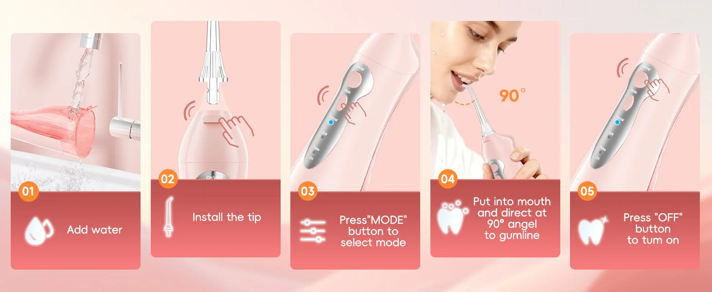 Bathroom Oral Care Water Flosser with Rechargeable Battery and 300ML Tank - 13