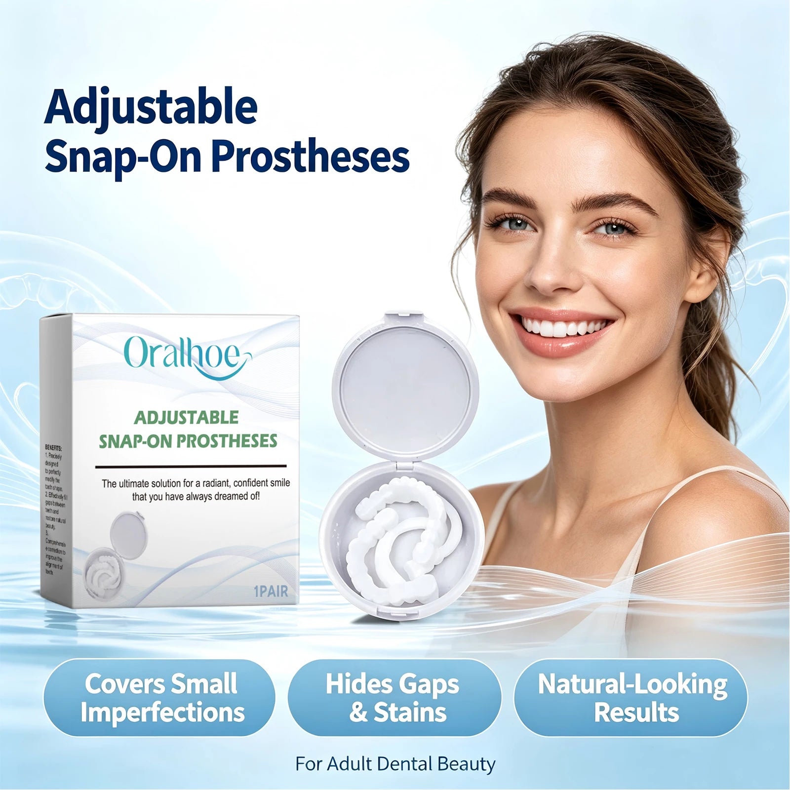 Smile Makeover Snap On Dentures for Gaps And Stains - 1
