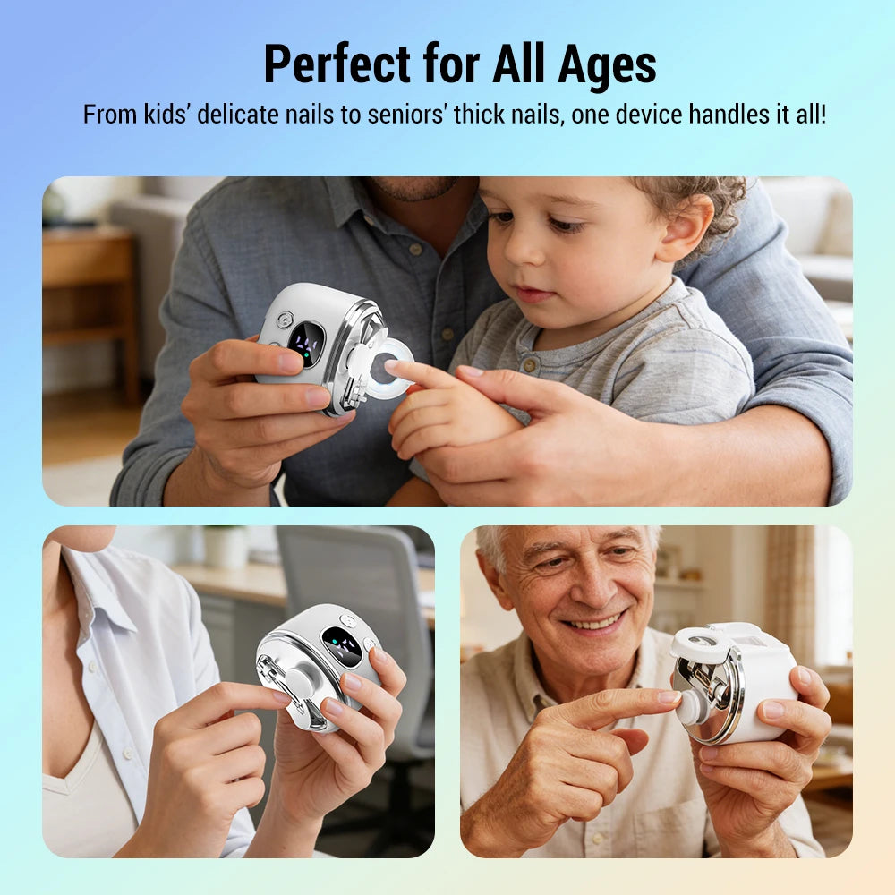 Home nail care electric nail clipper with LED light and magnifying glass - 7