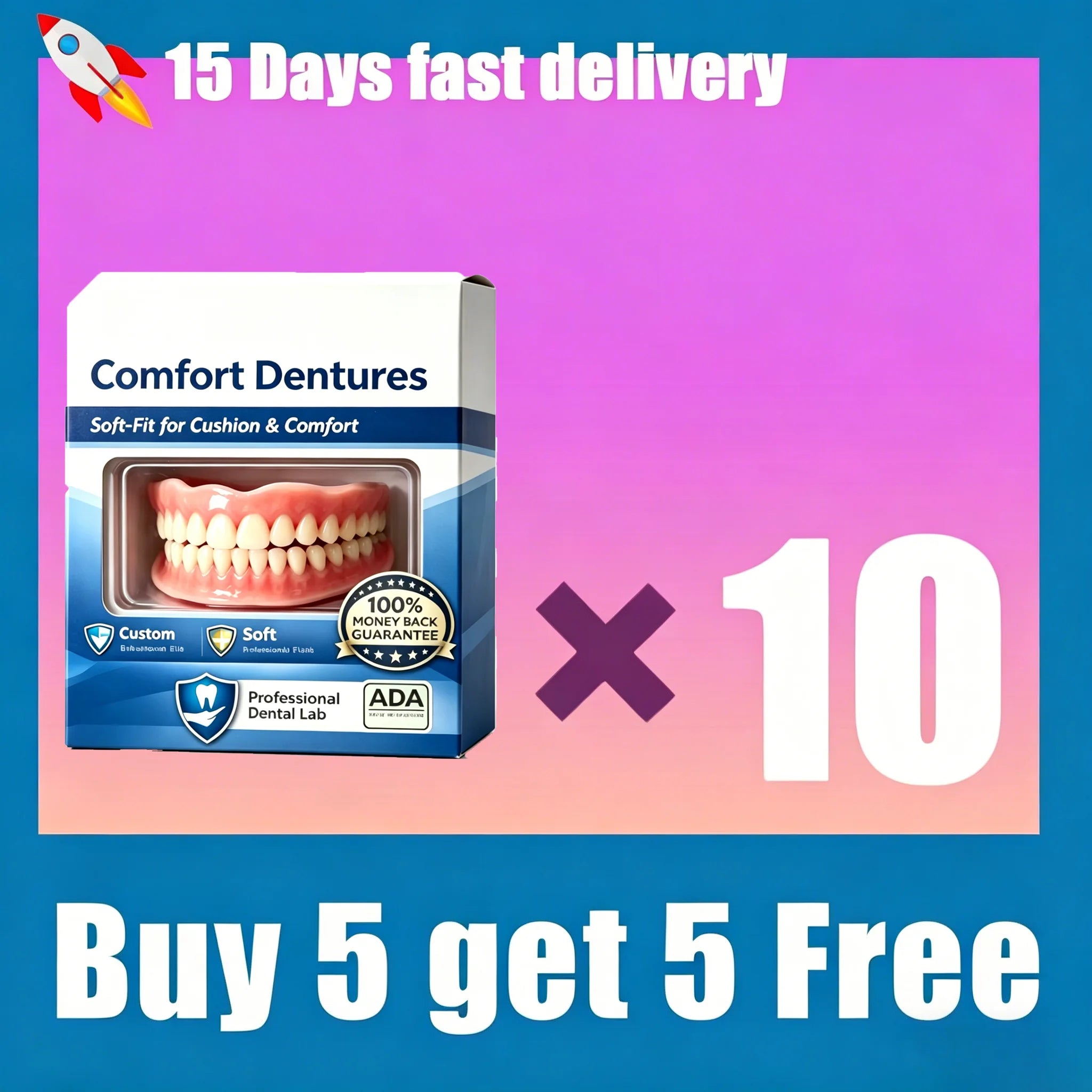 Daily Smile Full Set Flexible Silicone Dentures for Comfort Fit - 7