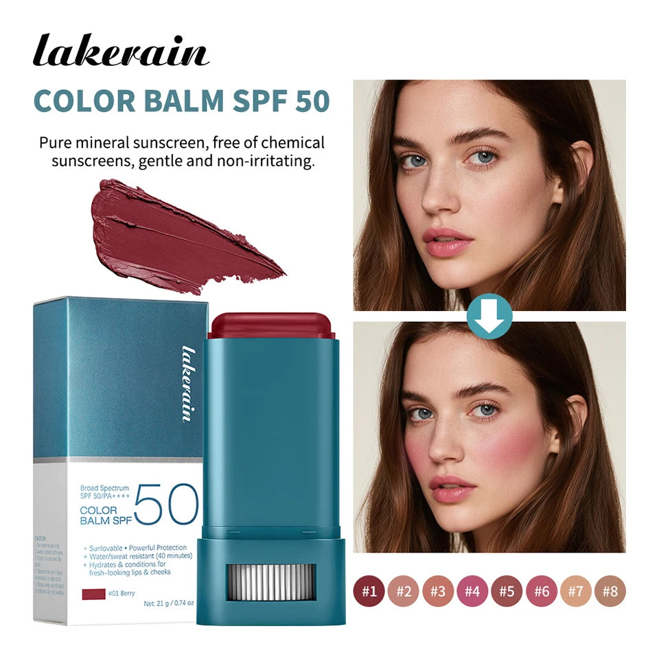 Outdoor Makeup SPF 50 Blush Balm Stick for Sun Protection and Color - 7