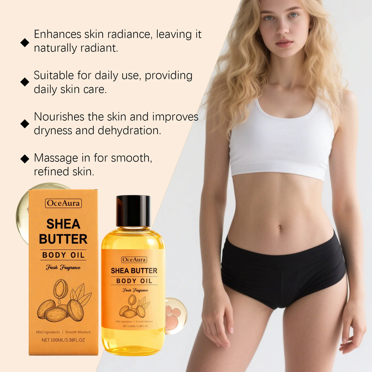 Dry Skin Shea Butter Body Oil for Deep Nourishing and Fast Absorption