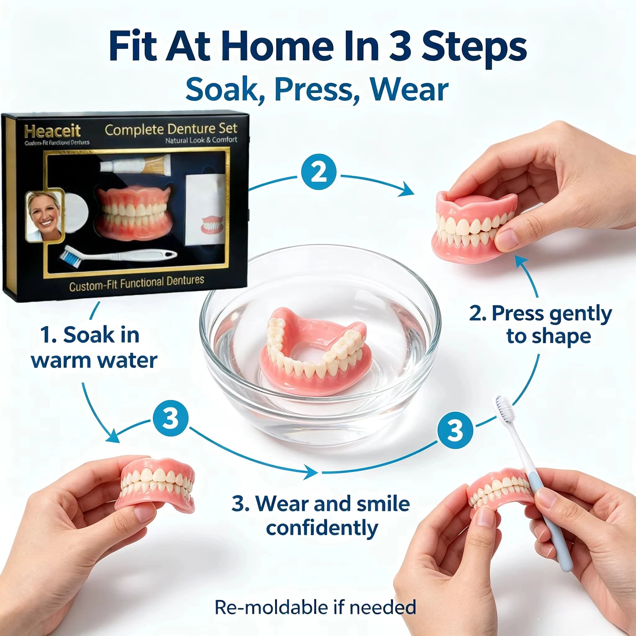 Daily Smile Beauty Silicone Fake Teeth Set Upper And Lower Comfort Fit - 5