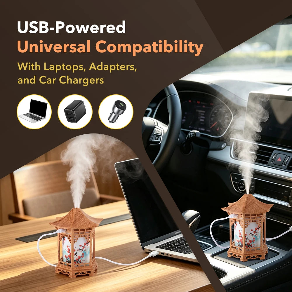 Car Bedroom Desk USB Humidifier Quiet Night Light - 9