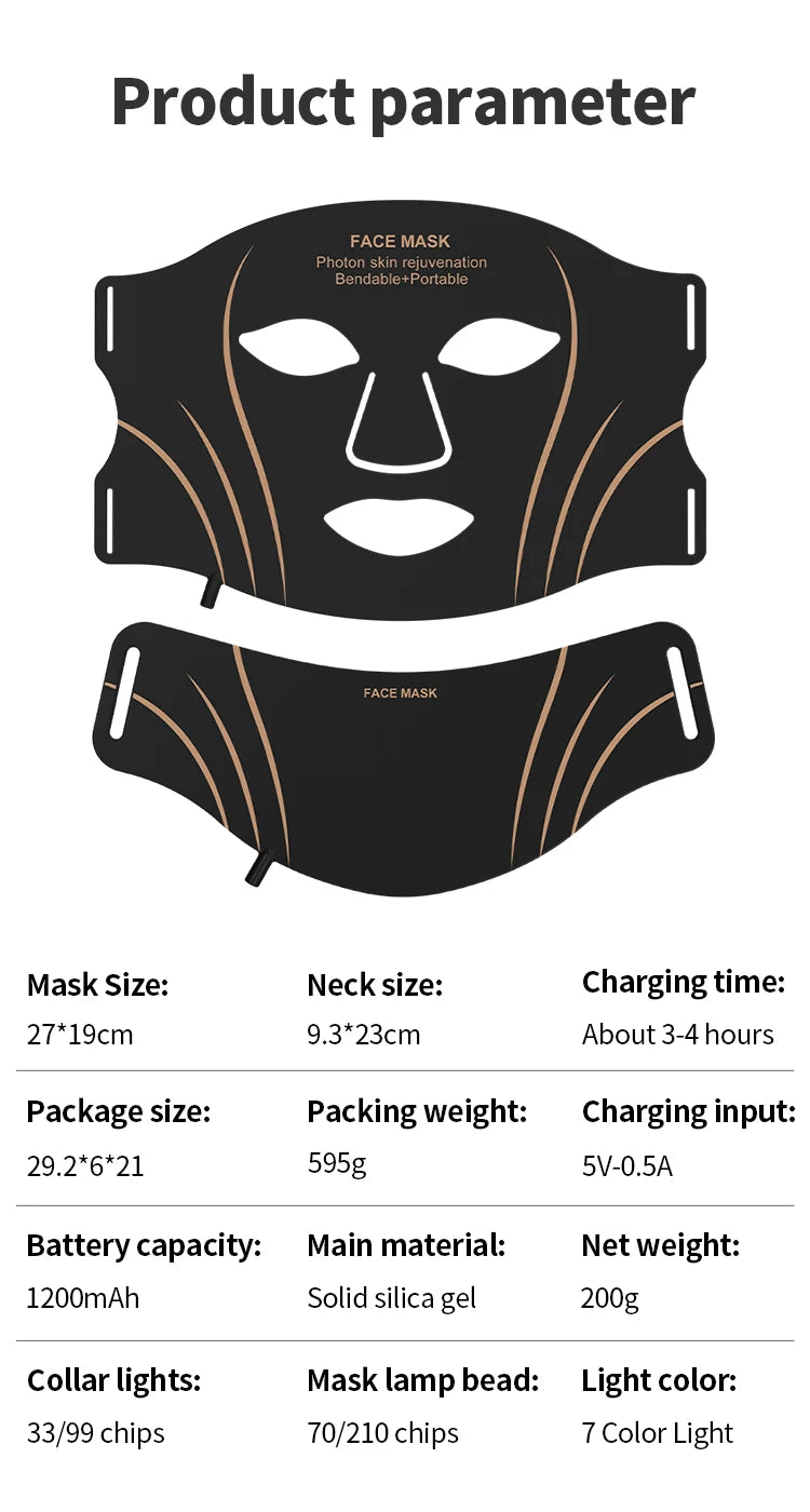 Daily Skin Care Flexible Silicone LED Facial Mask for Rejuvenation - 16