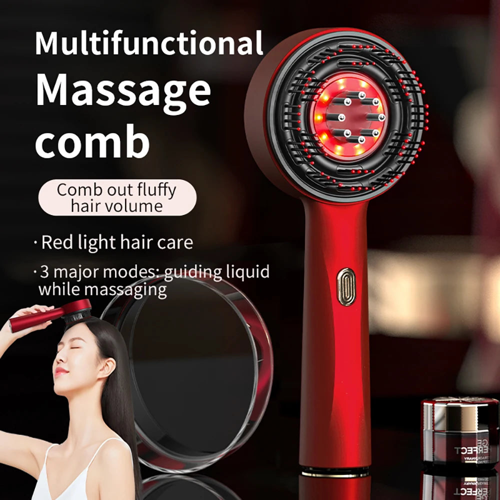 Scalp Care Electric Massage Comb with Red Light and Oil Applicator - 8