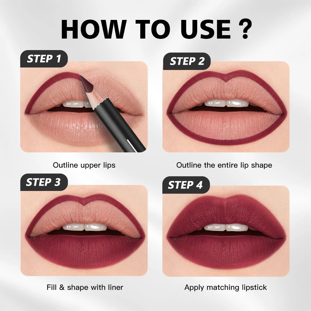 Daily Makeup Lip Liner Pencil Set for Long Lasting Waterproof Definition