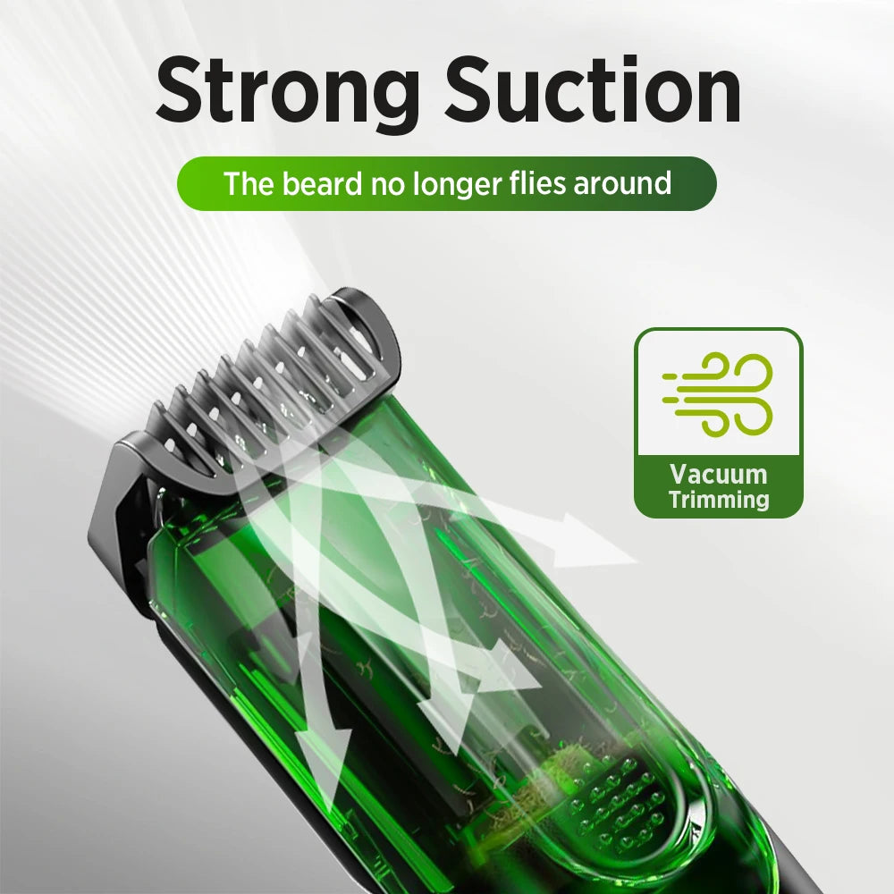 Bathroom grooming cordless beard trimmer with built in vacuum cleaner - 2