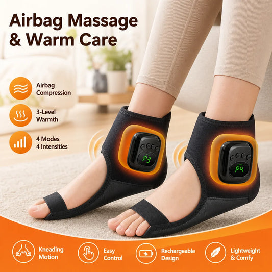 Relaxing at Home Air Compression Ankle Massager with Heat Therapy