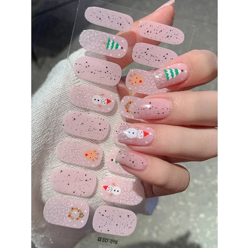 Winter nail art Christmas sticker gel wrap for festive holiday looks - 24