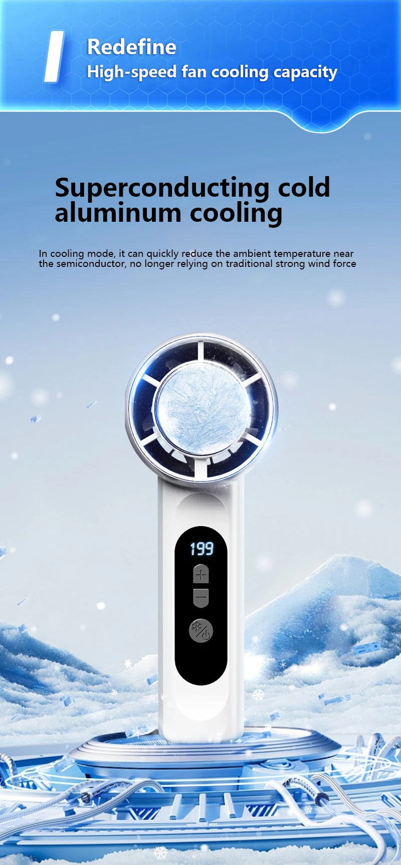 Traveling Outdoor Stay Cool Mini Handheld Ice Cooler Turbo Fan Portable