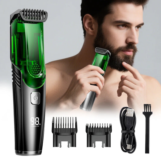 Bathroom grooming cordless beard trimmer with built in vacuum cleaner