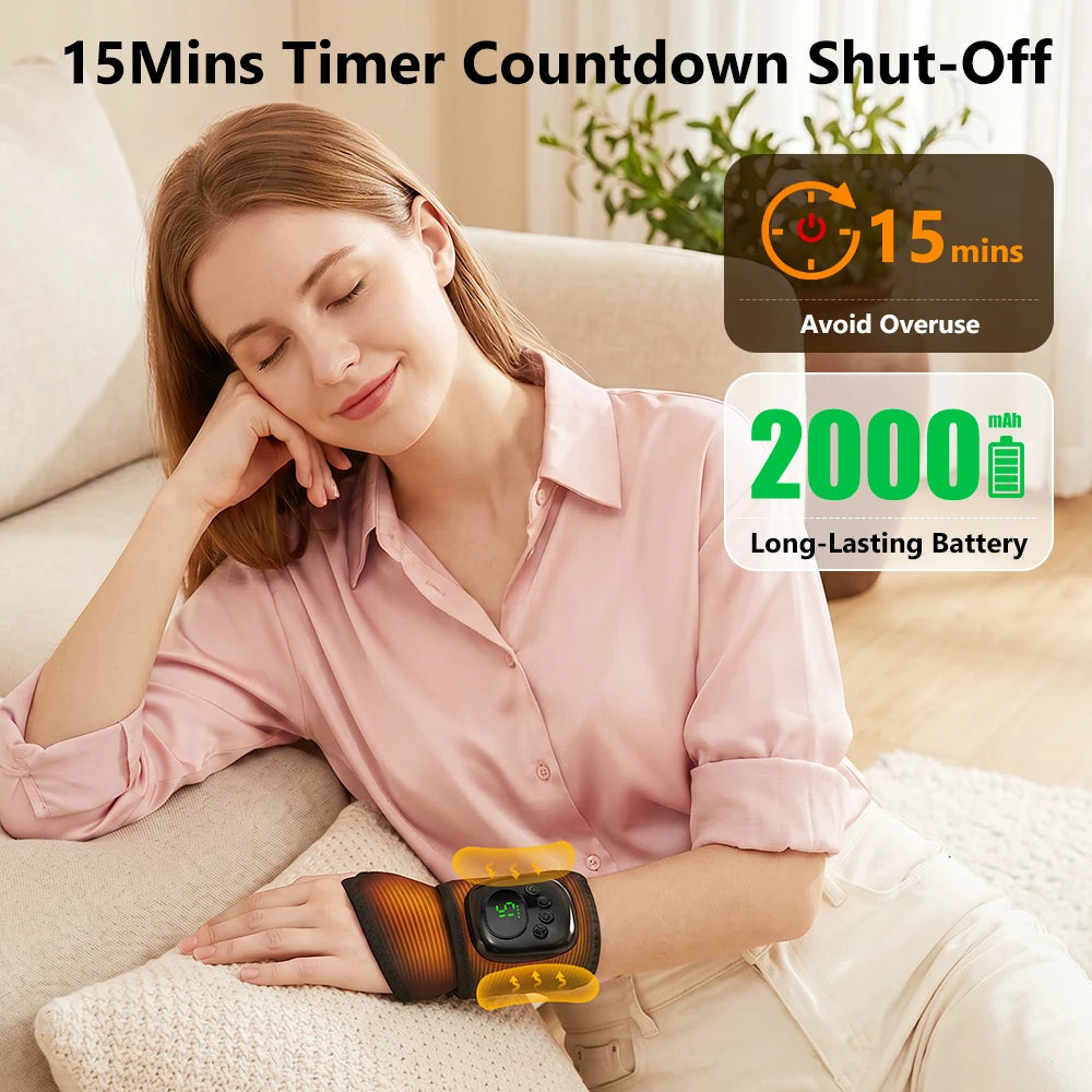 At home Cordless Wrist Massager with heat therapy and air compression