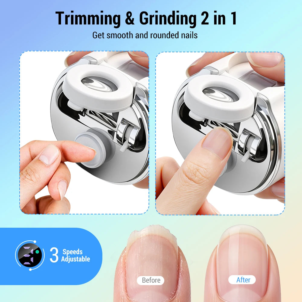 Home nail care electric nail clipper with LED light and magnifying glass