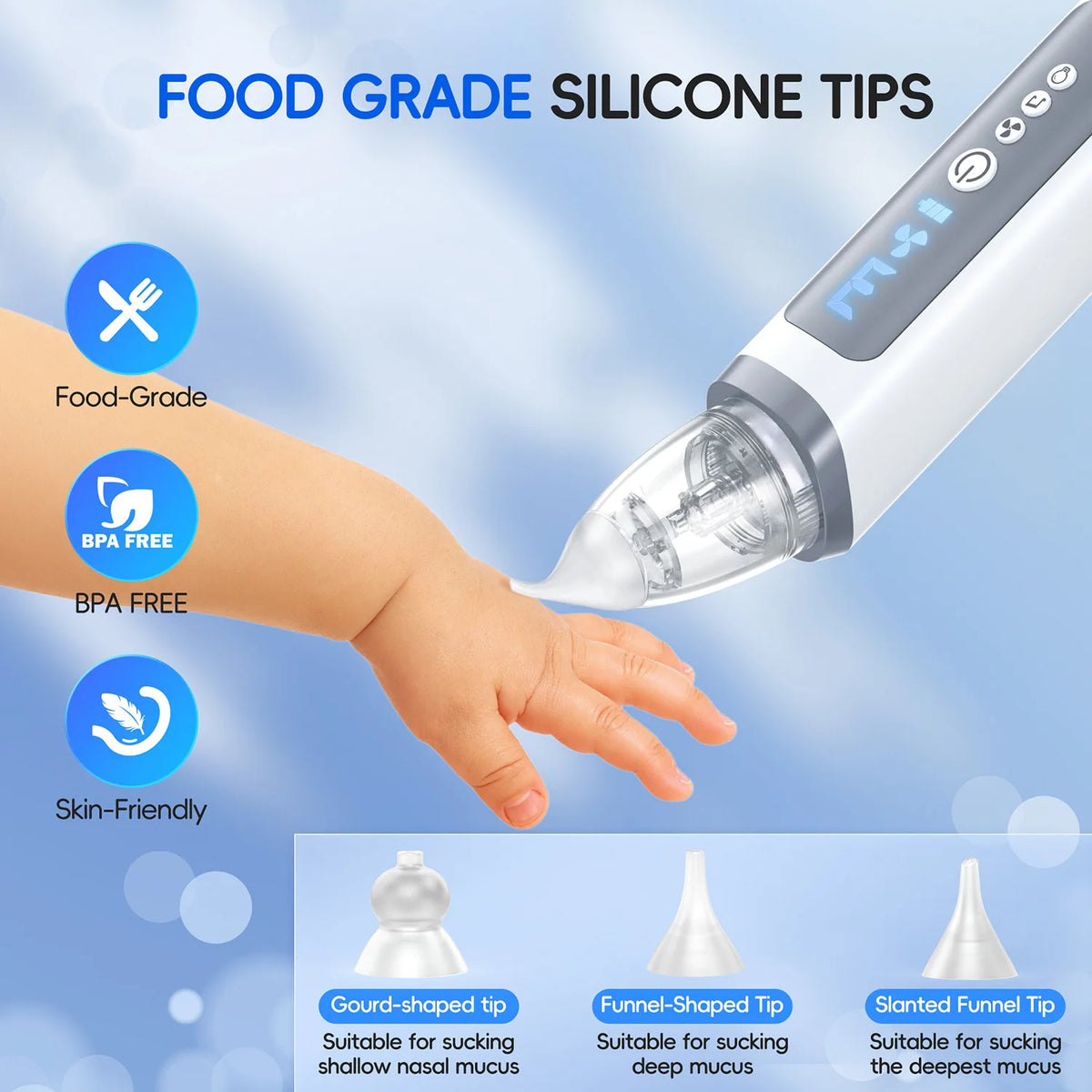 Nursery Nasal Aspirator for Babies with Gentle Suction Levels and Music