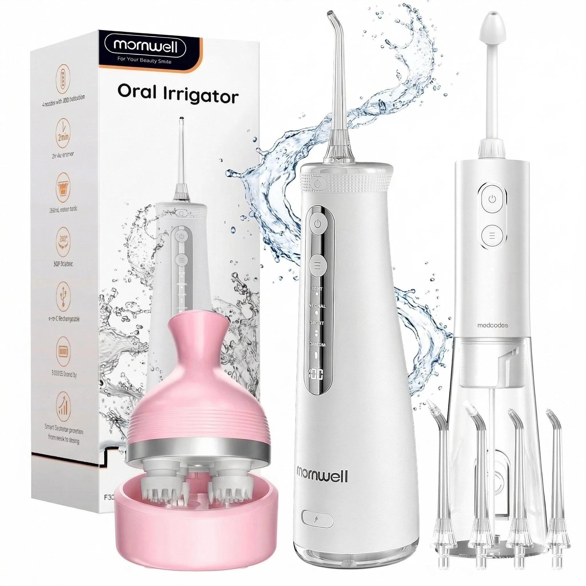 Home and Travel Water and Nasal Irrigator Combo with Head Massager - 1