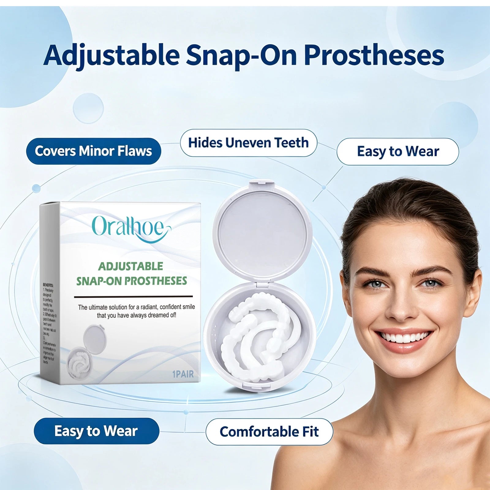 Smile Makeover Snap On Dentures for Gaps And Stains - 3