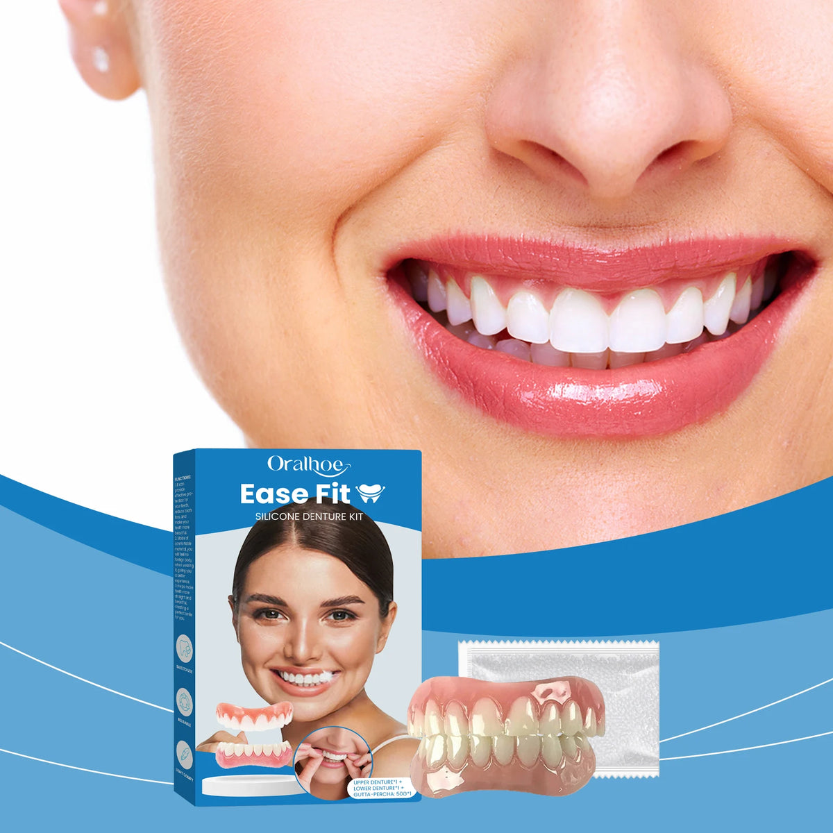 Missing Teeth Silicone Denture Set for Natural Smile and Easy Chewing