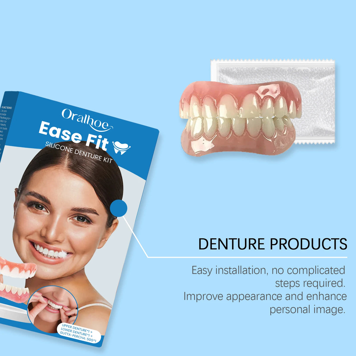 Missing Teeth Silicone Denture Set for Natural Smile and Easy Chewing