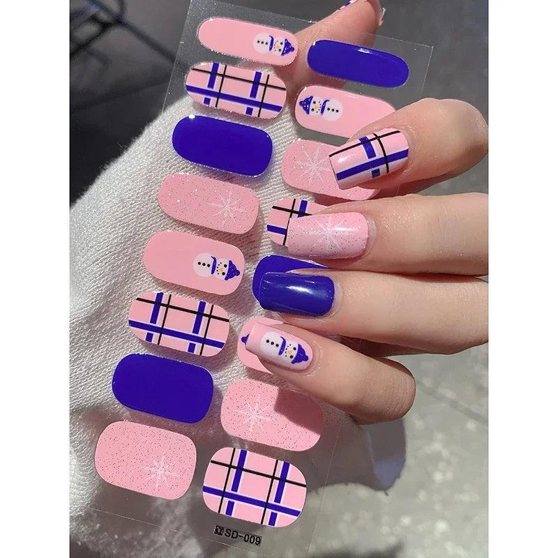 Winter nail art Christmas sticker gel wrap for festive holiday looks