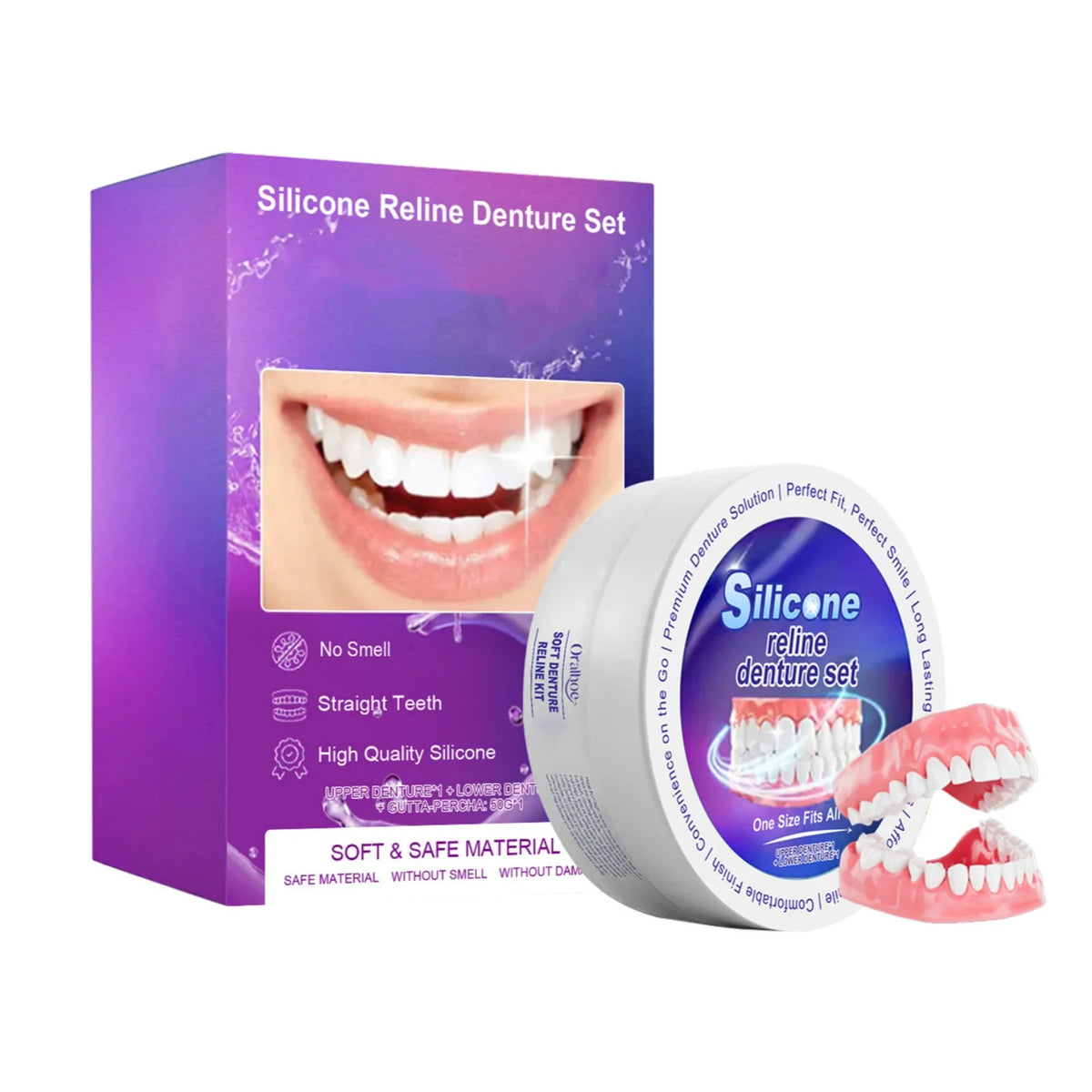Daily Use Denture Reliner Kit for Comfort and Temporary Teeth Fit