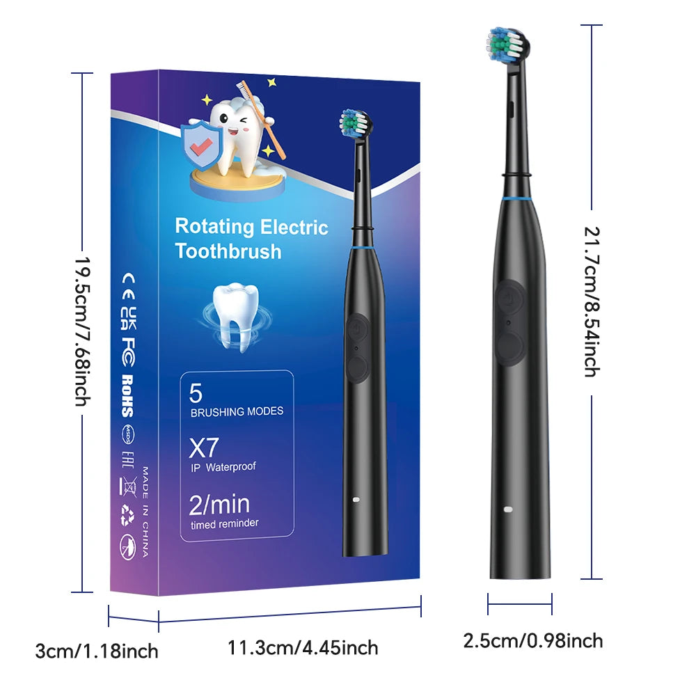 Daily Routine Electric Toothbrush with Rotating Head and Multiple Modes