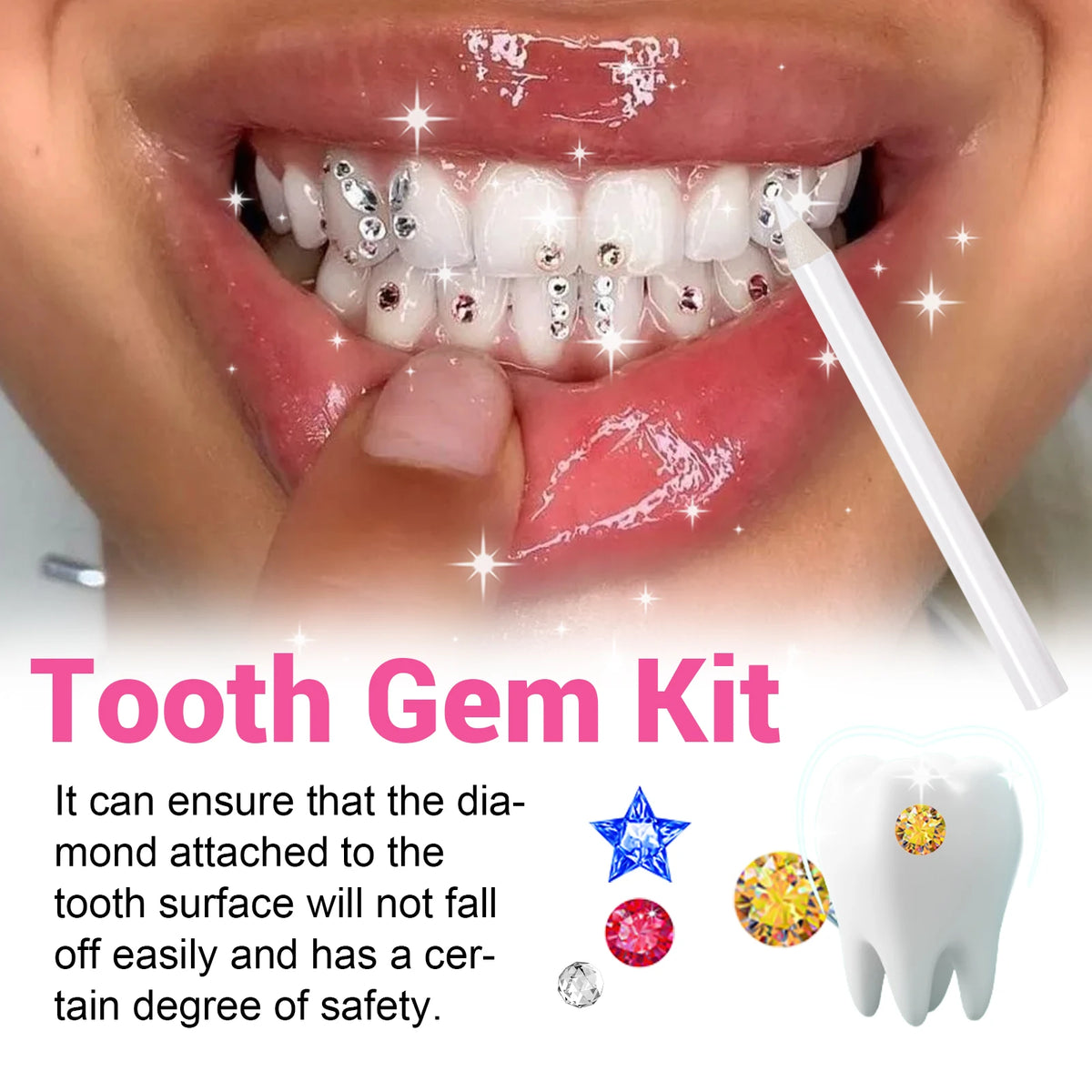 At Home DIY Tooth Gems Kit With Glue And UV Light Sparkle Ornaments