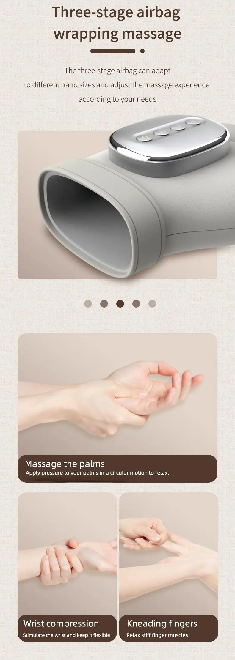 At Home Hand Massager Machine for Deep Palm Kneading and Finger Stretching
