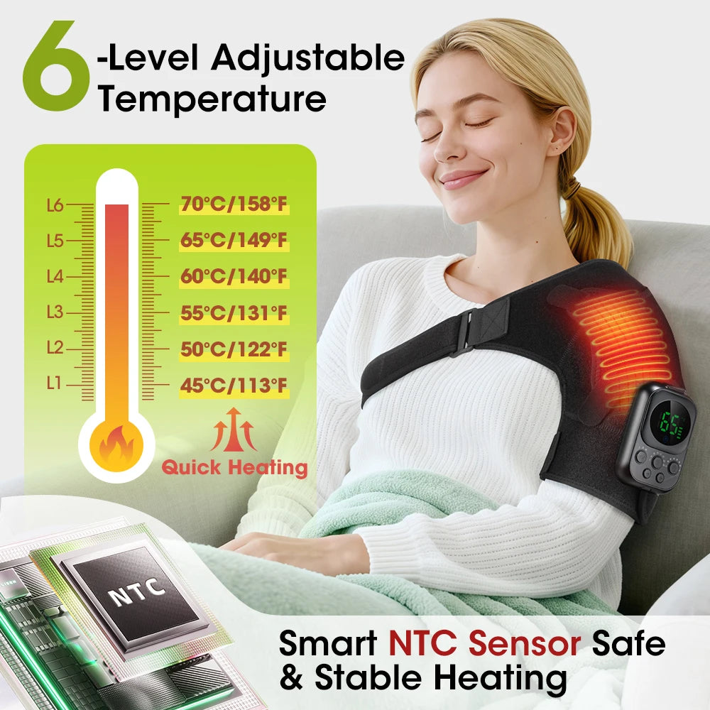 At home cordless shoulder heating massager with app control and vibration - 22
