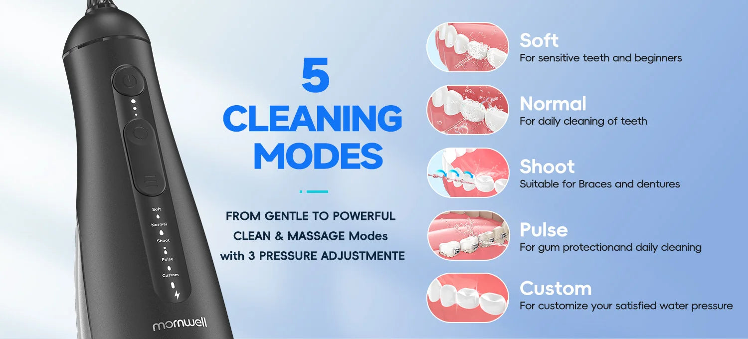 Bathroom Oral Irrigator Portable Water Flosser with Five Jet Nozzles - 9