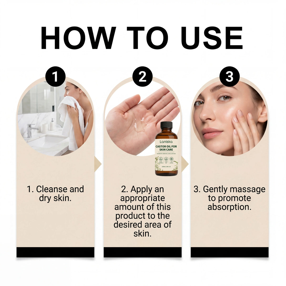 Abdomen and Neck Care Cold Pressed Castor Oil for Deep Hydration