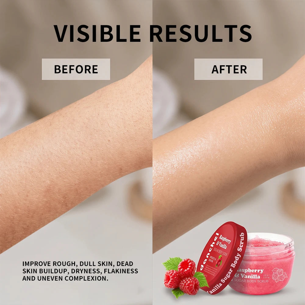 Shower Routine Raspberry Vanilla Sugar Body Scrub for Smooth Skin Care - 5