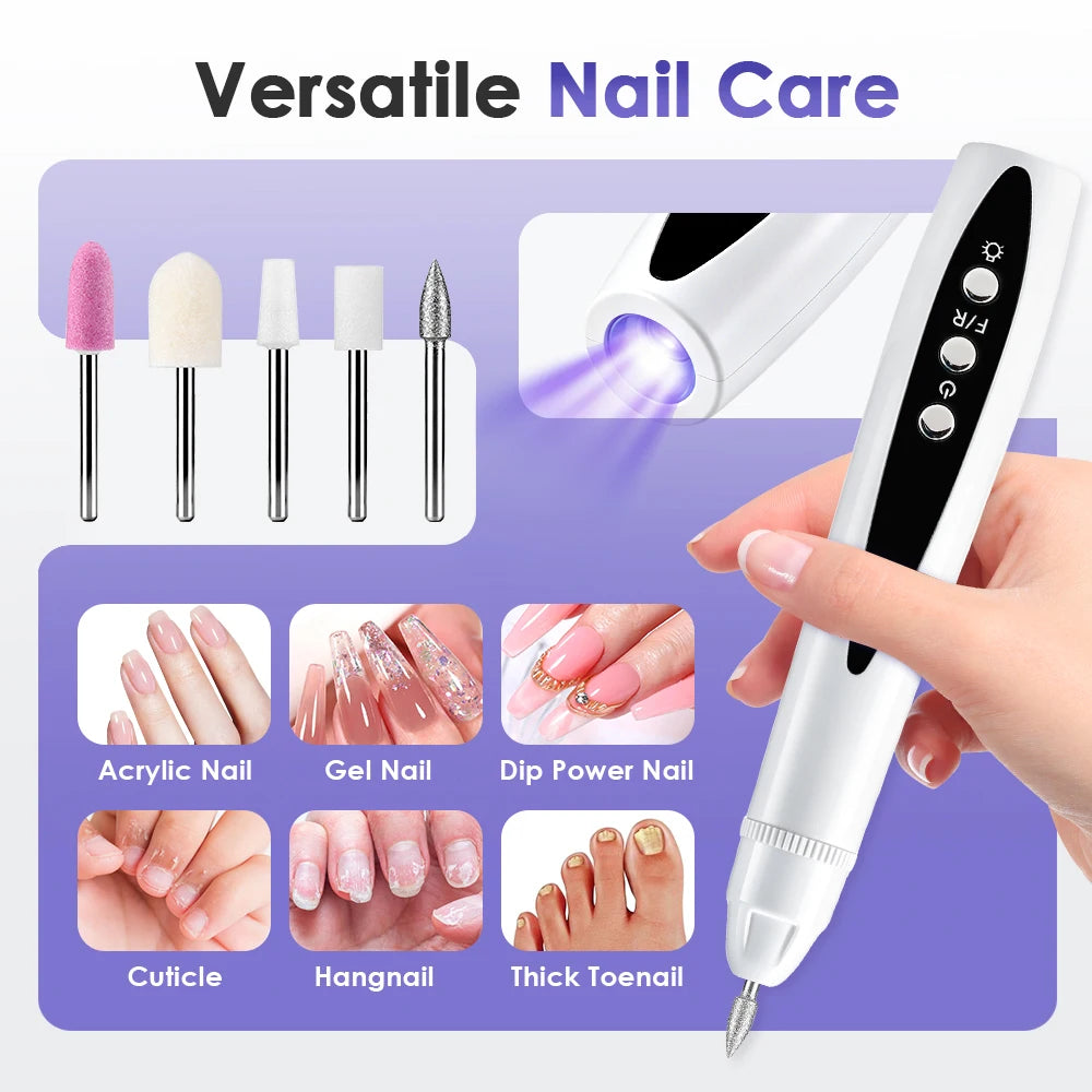 Home salon electric nail drill and UV lamp for gel nails manicure care