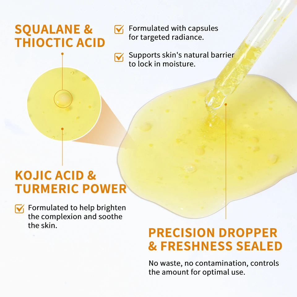 Face Skin Kojic Acid Turmeric Serum for Brightening and Hydration - 12