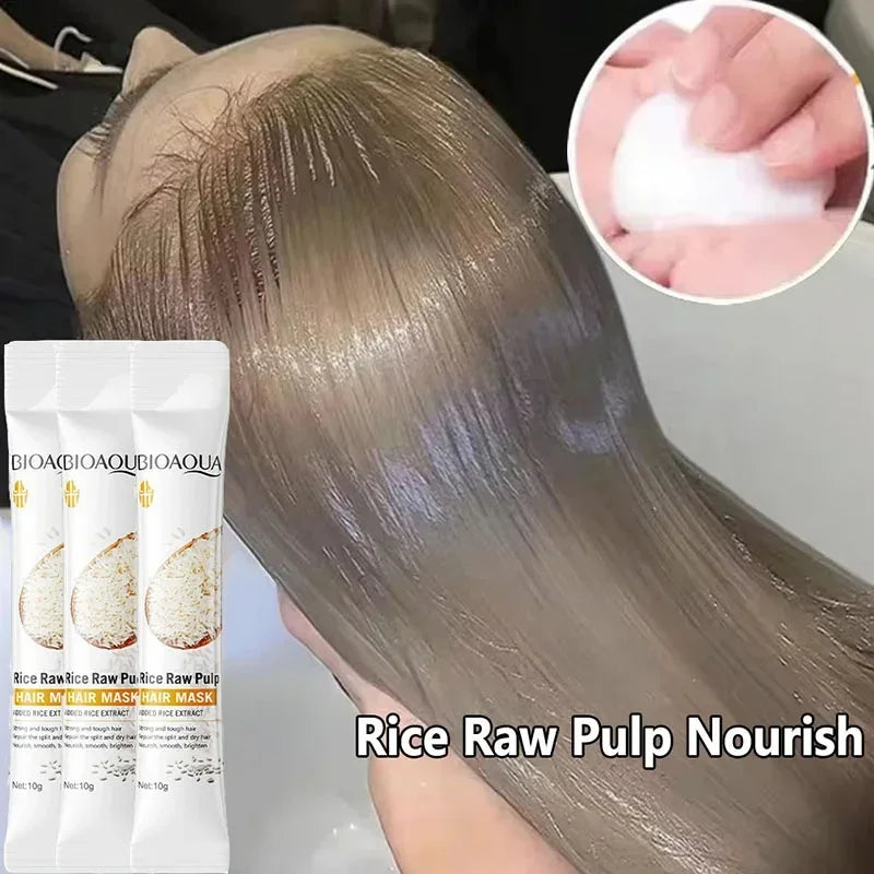 Dry Hair Rice Raw Pulp Hair Mask for deep damage repair and smooth care - 7